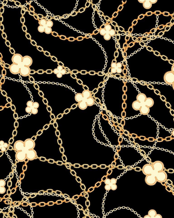 Revaz HS413A Black Chain Clover Adjustable Pre-Tied Bandanna with Velvet Grip myselflingerie.com